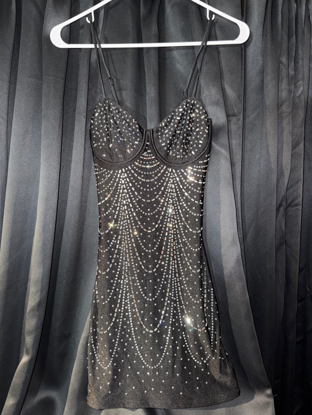 Windsor Black Crystal-Embellished Mini Slip Dress